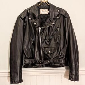 Vintage 80s Excelled USA Leather Motorcycle Jacket • 44